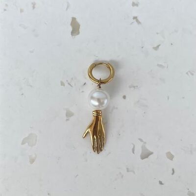 SOFIA to the unit / Gold-plated B.O. hand pendant and mother-of-pearl - white mother-of-pearl