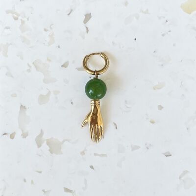 SOFIA to the unit / Gold plated B.O hand pendant and pearly pearl - emerald