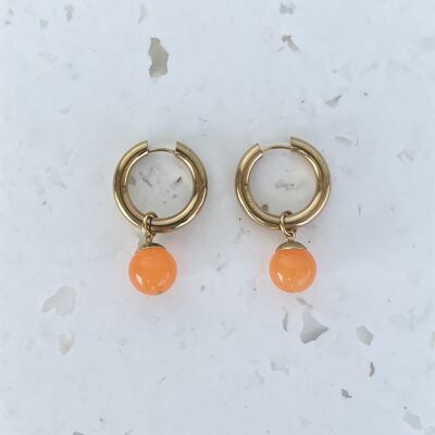 LUNA in pairs / Big B.O gold plated with pearl - orange