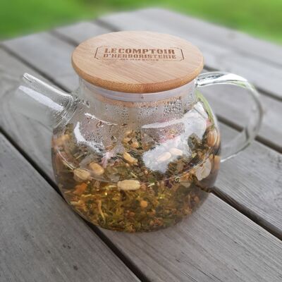 BAMBOO LID GLASS HERBAL TEA 850ML