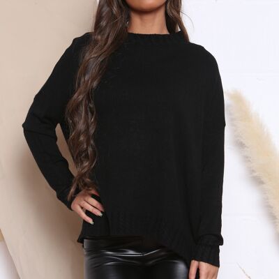 Black COMFY JUMPER WITH EMBOSSED DETAILS