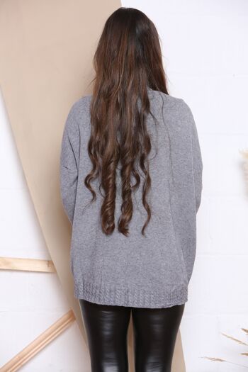 PULL COMFY gris AVEC DÉTAILS EN GAUFRÉ 3