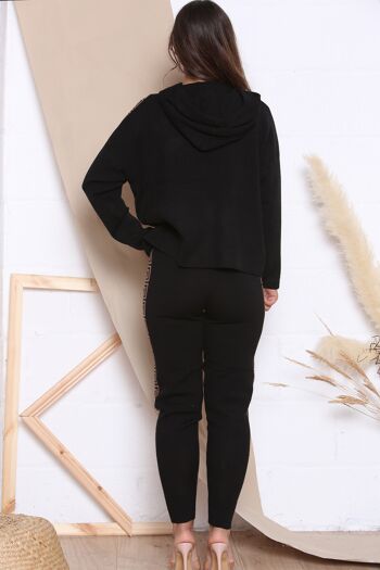Vêtements de détente en tricot noir avec motif tourbillon 3