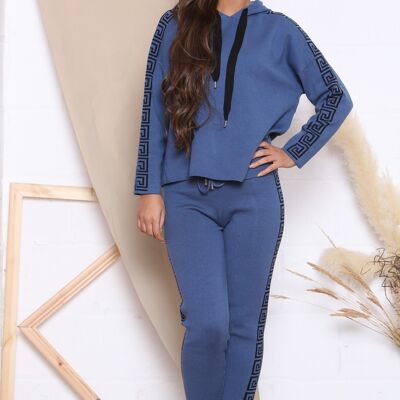 Blue KNITTED LOUNGEWEAR WITH SWIRL DESIGN