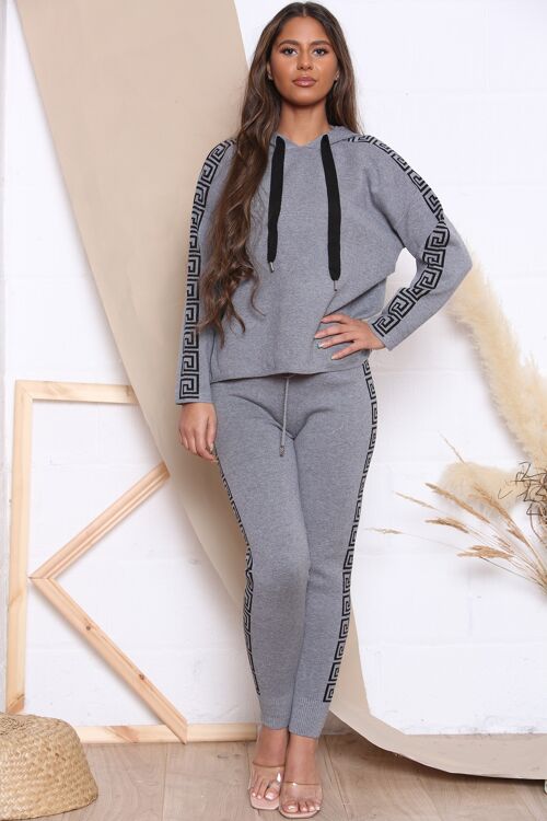 Grey KNITTED LOUNGEWEAR WITH SWIRL DESIGN