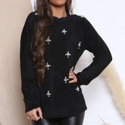 Black Cozy Jumper with Sparkle Decoration