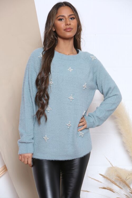 Mint COZY JUMPER WITH SPARKLE DECORATION