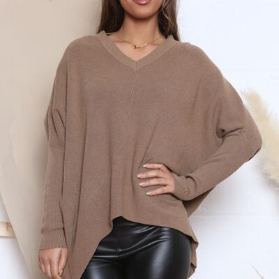Camel CASUAL JUMPER WITH FITTED SLEEVES AND A V NECK