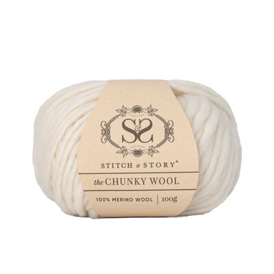 The Chunky Wool 100g balls - Ivory White