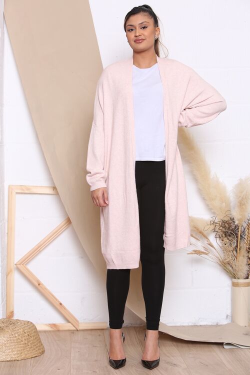 Pink LONG CARDIGAN WITH ELBOW STAR DESIGN