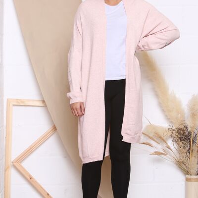Pink LONG CARDIGAN WITH ELBOW STAR DESIGN V.02
