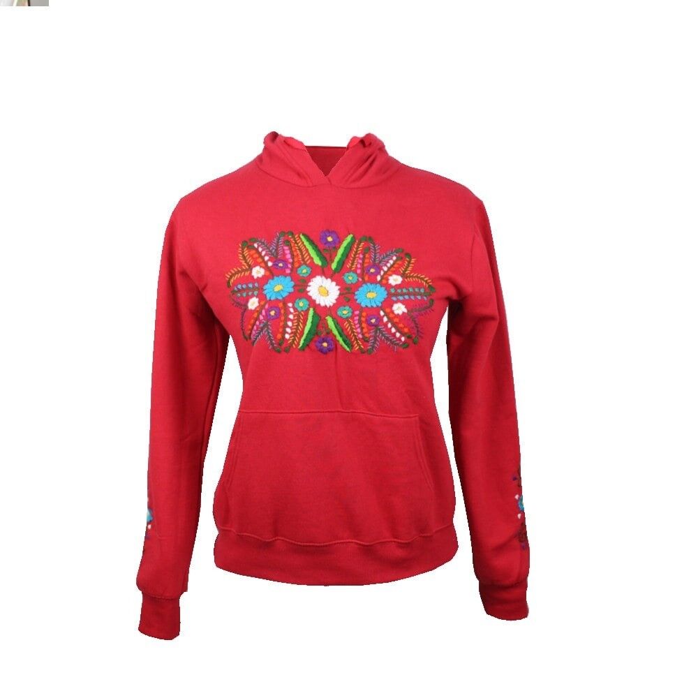 Felpa rossa ricamata Tehuacán