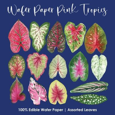 Crystal Candy Edible Wafer Flowers and Leaves - Pink Tropic Set