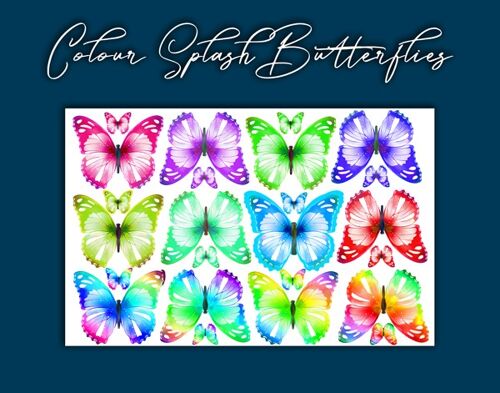 Crystal Candy Edible Wafer Butterflies - Colour Splash Butterflies