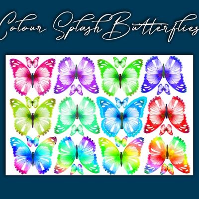 Crystal Candy Edible Wafer Butterflies - Colour Splash Butterflies