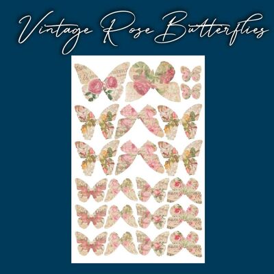 Crystal Candy Edible Wafer Butterflies - Vintage Rose Butterflies