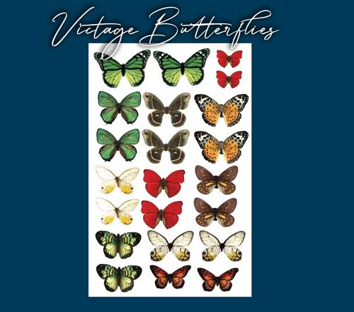 Crystal Candy Edible Wafer Butterflies - Vintage Butterflies