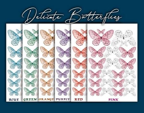 Crystal Candy Edible Wafer Butterflies - Delicate Butterflies
