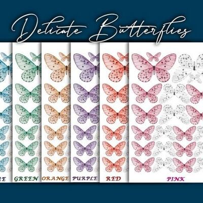 Crystal Candy Edible Wafer Butterflies - Delicate Butterflies