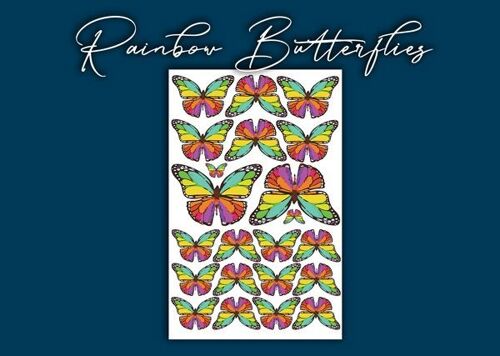Crystal Candy Edible Wafer Butterflies - Rainbow Butterflies