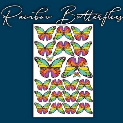 Crystal Candy Edible Wafer Butterflies - Rainbow Butterflies