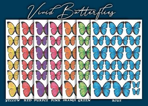 Crystal Candy Edible Wafer Butterflies - Vivid Butterflies