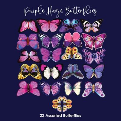 Crystal Candy Edible Wafer Butterflies - Purple Haze Butterflies