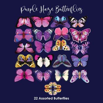 Crystal Candy Comestible Wafer Papillons - Purple Haze Butterflies