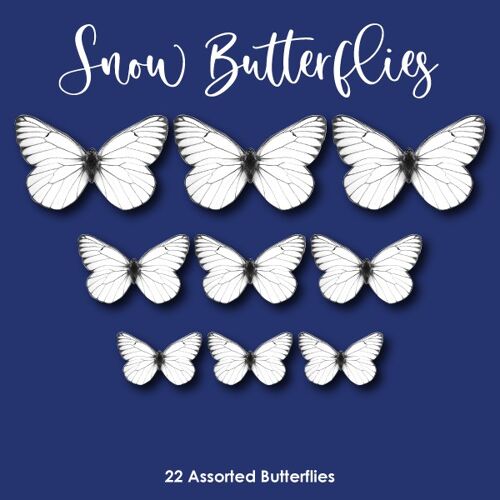 Crystal Candy Edible Wafer Butterflies - Snow Butterflies