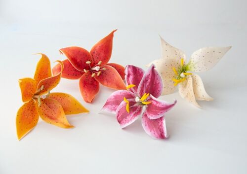 Crystal Candy Edible Wafer Flowers and Leaves - Make a Tiger Lilly Kit.