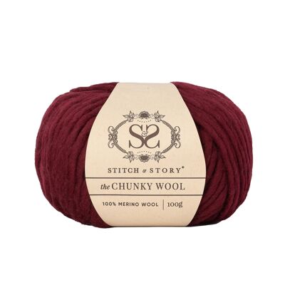 The Chunky Wool 100g balls - Sangria Red