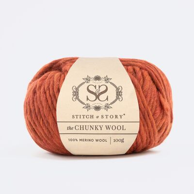 The Chunky Wool 100g balls - Tweed Orange