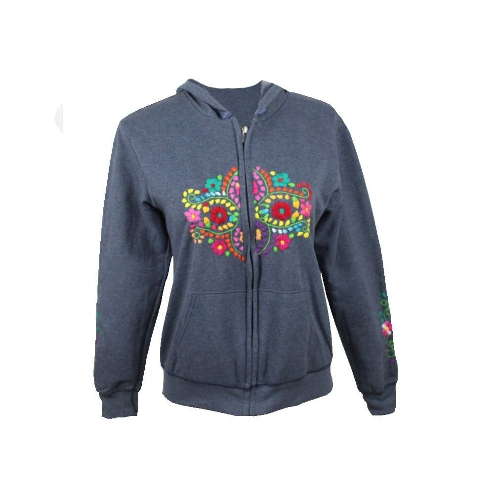 Felpa ricamata Tehuacán Grigia