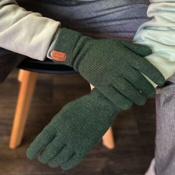 Gants taille unique en laine HUBERT vert 2