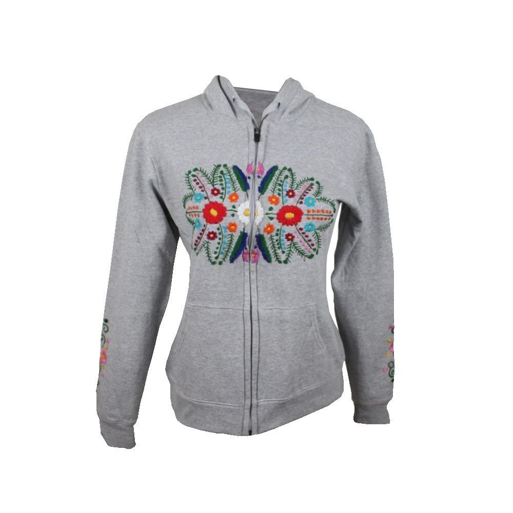 Felpa ricamata Tehuacán Grigia