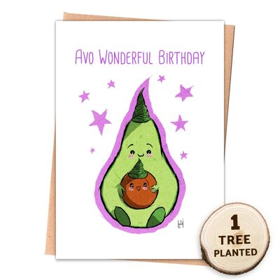 Carta ecologica riciclata e regalo di semi amiche delle api. Compleanno Avocado nudo