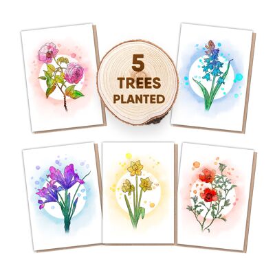 Confezione di carte ecologiche, regalo di semi di fiori per api piantabili. Alone