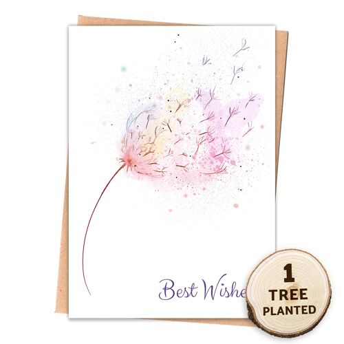 Dandelion Recycled Card & Eco Flower Seed Gift. Best Wishes Naked