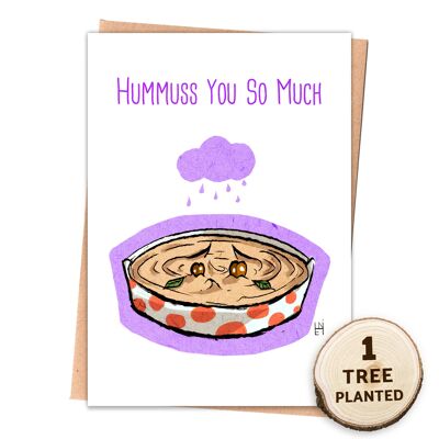 Eco Zero Waste Food Card, Bee Friendly Seed Gift. Hummus You Naked