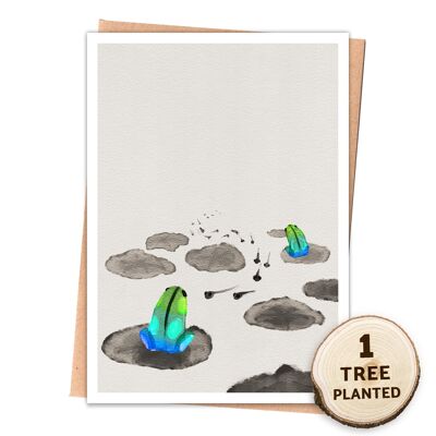 Carta eco-rana con regalo di semi per alberi e api. Ritorno a casa nudo