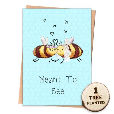 Tarjeta de boda ecológica LGBTQ y regalo de semillas. Abejas de flores desnudas