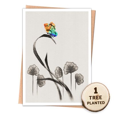 Recycled Eco Card, Tree & Bee Friendly Seed Gift. Butterfly Naked