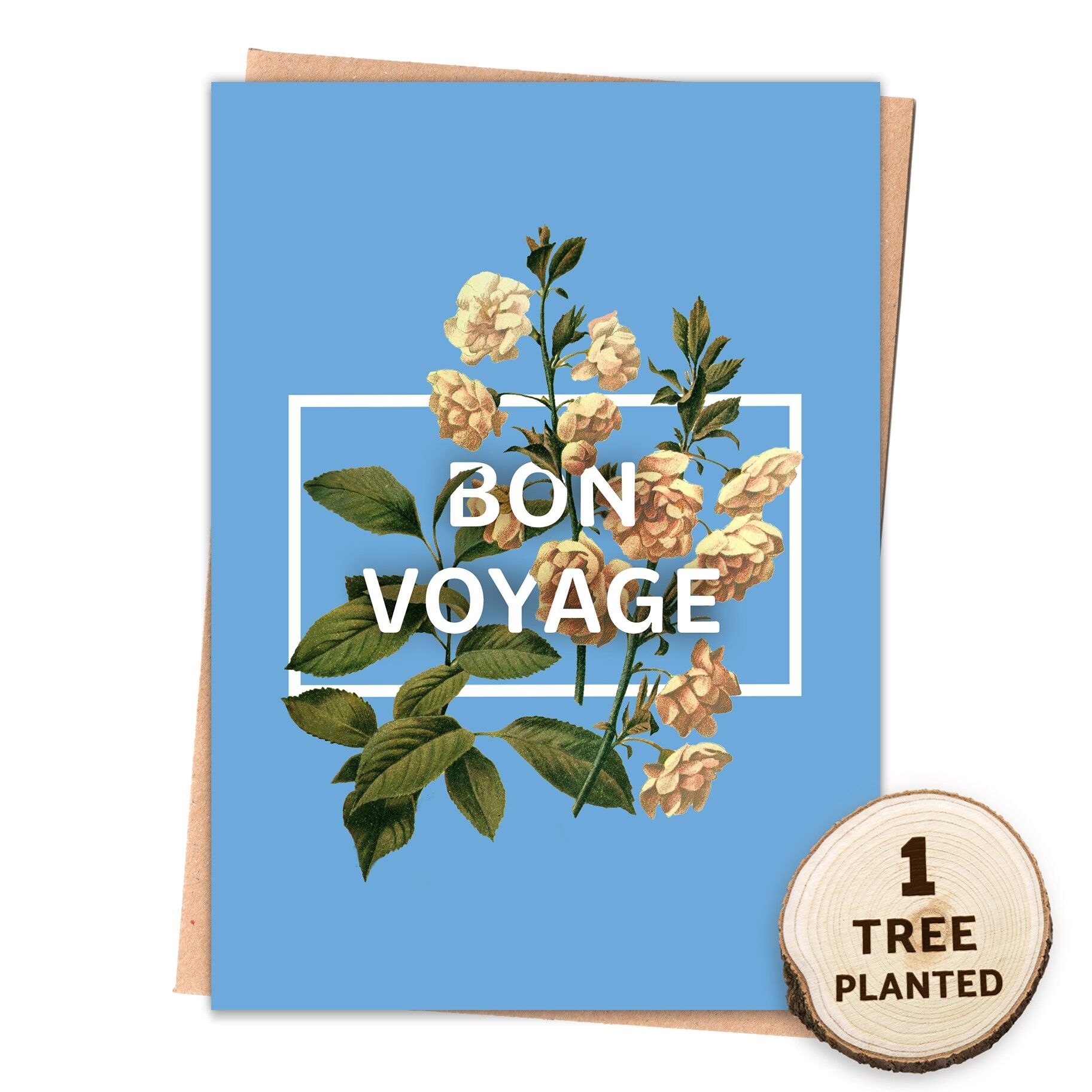Carte de départ écologique. Cadeau de graines pour les arbres et les abeilles. Bon voyage nu