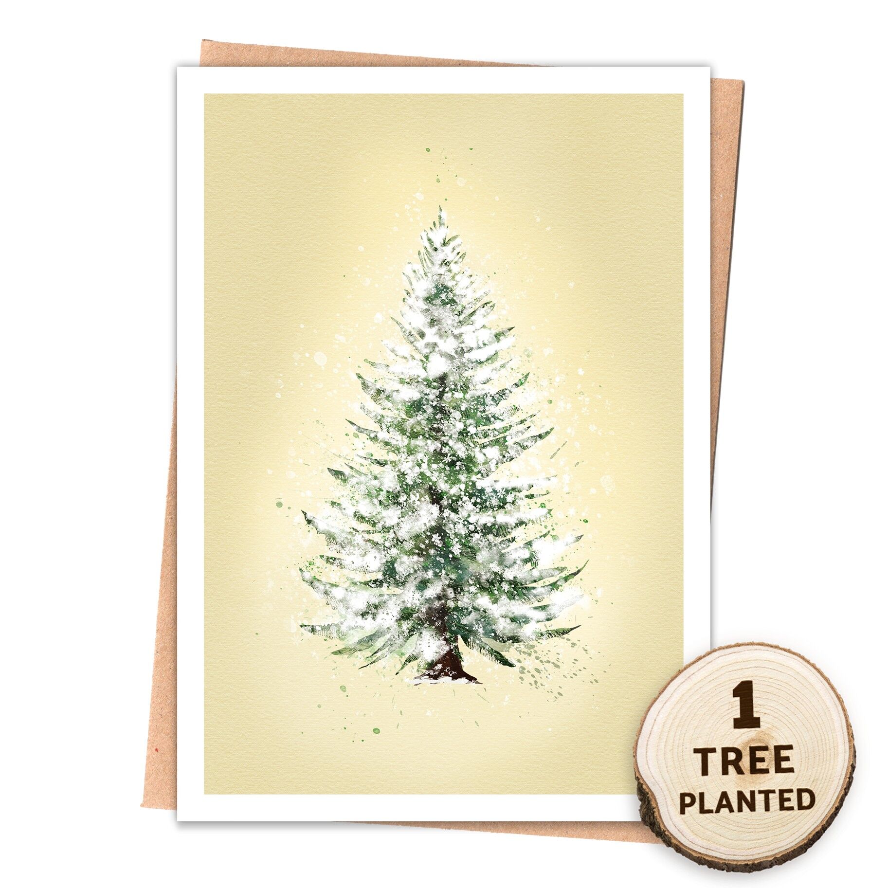 Carte recyclée écologique. Cadeau de graines de fleurs d'arbre et d'abeille. Sapin nu