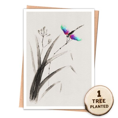 Eco Friendly Dragonfly Card & Bee Seed Gift. Gentle Dragon Naked