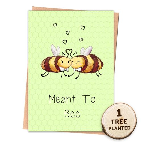 Eco Friendly LGBT Gay Wedding Card & Seed Gift. Bowtie Bees Naked