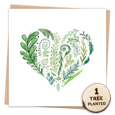 Recycled Eco Tree Card & Bee Friendly Seed Gift. Green Heart Naked