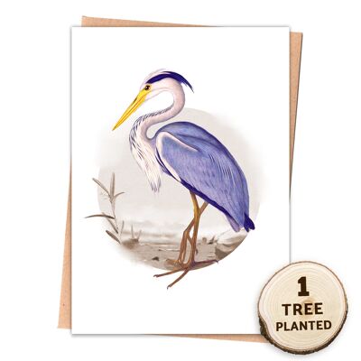 Sustainable Eco Bird Card & Bee Friendly Seed Gift. Heron Naked