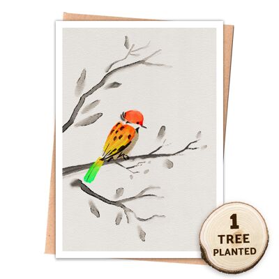 Eco Card, Bee Friendly Plantable Gift. Fine Feathered Friend Naked