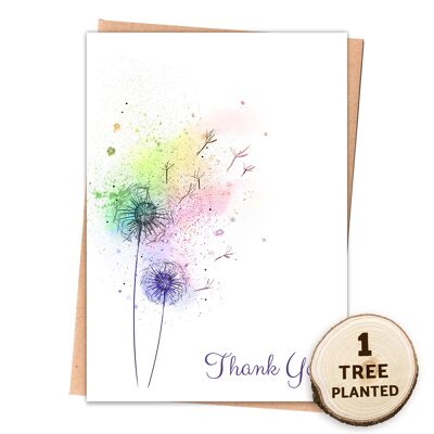 Dandelion Eco Friendly Card. Tree & Bee Seed Gift. Thank You Naked